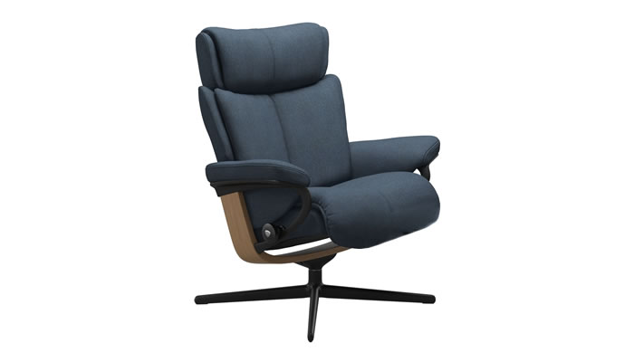Stressless Magic with Cross Base in Clover Blue Fabric